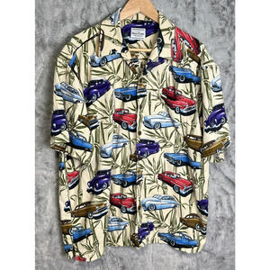 David Carey Originals Classic Cars Hawaiian Shirt Mens XL Button Up